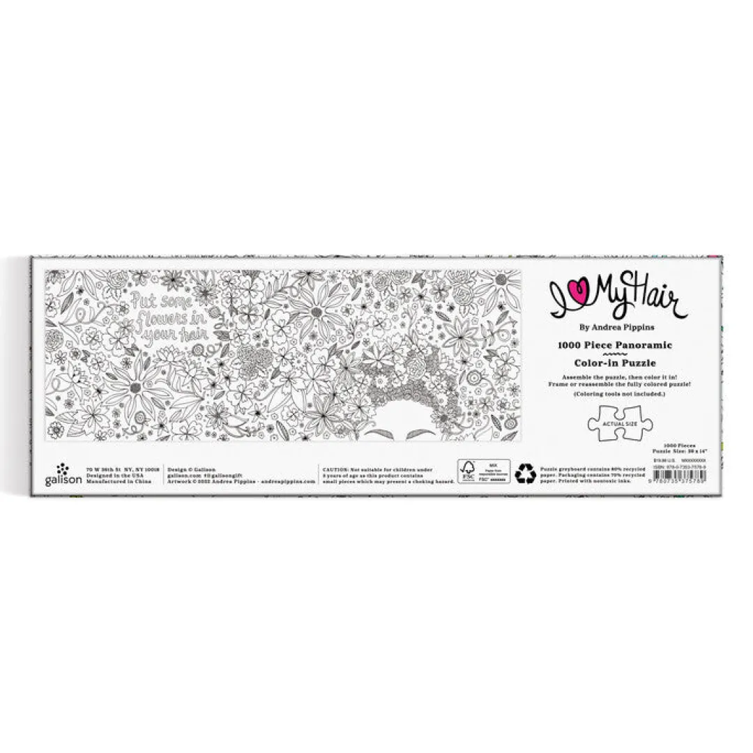 Galison Andrea Pippins Flowers In Your Hair Color-In 1000 Piece Panoramic Puzzle