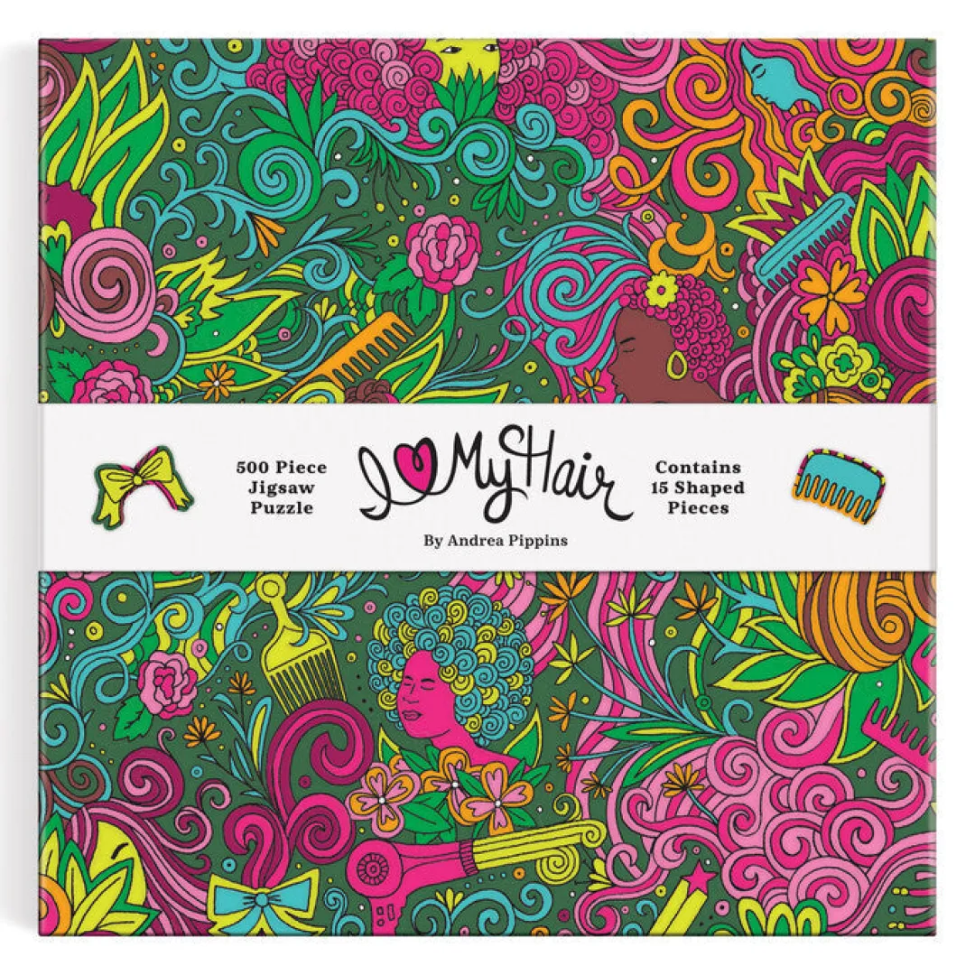 Galison Andrea Pippins I Love My Hair 500 Piece Puzzle with Shaped Pieces