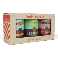 Galison Andy Warhol Soup Cans Set of 3 Shaped Puzzles in Tins