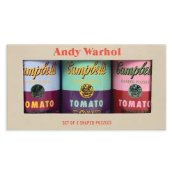 Galison Andy Warhol Soup Cans Set of 3 Shaped Puzzles in Tins