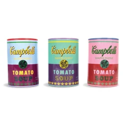 Galison Andy Warhol Soup Cans Set of 3 Shaped Puzzles in Tins