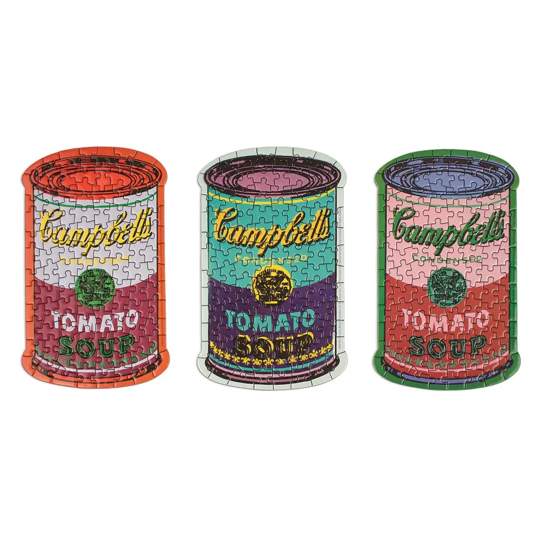 Galison Andy Warhol Soup Cans Set of 3 Shaped Puzzles in Tins