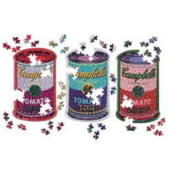 Galison Andy Warhol Soup Cans Set of 3 Shaped Puzzles in Tins