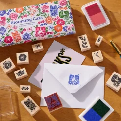 Galison Blooming Cats Rubber Stamp Set