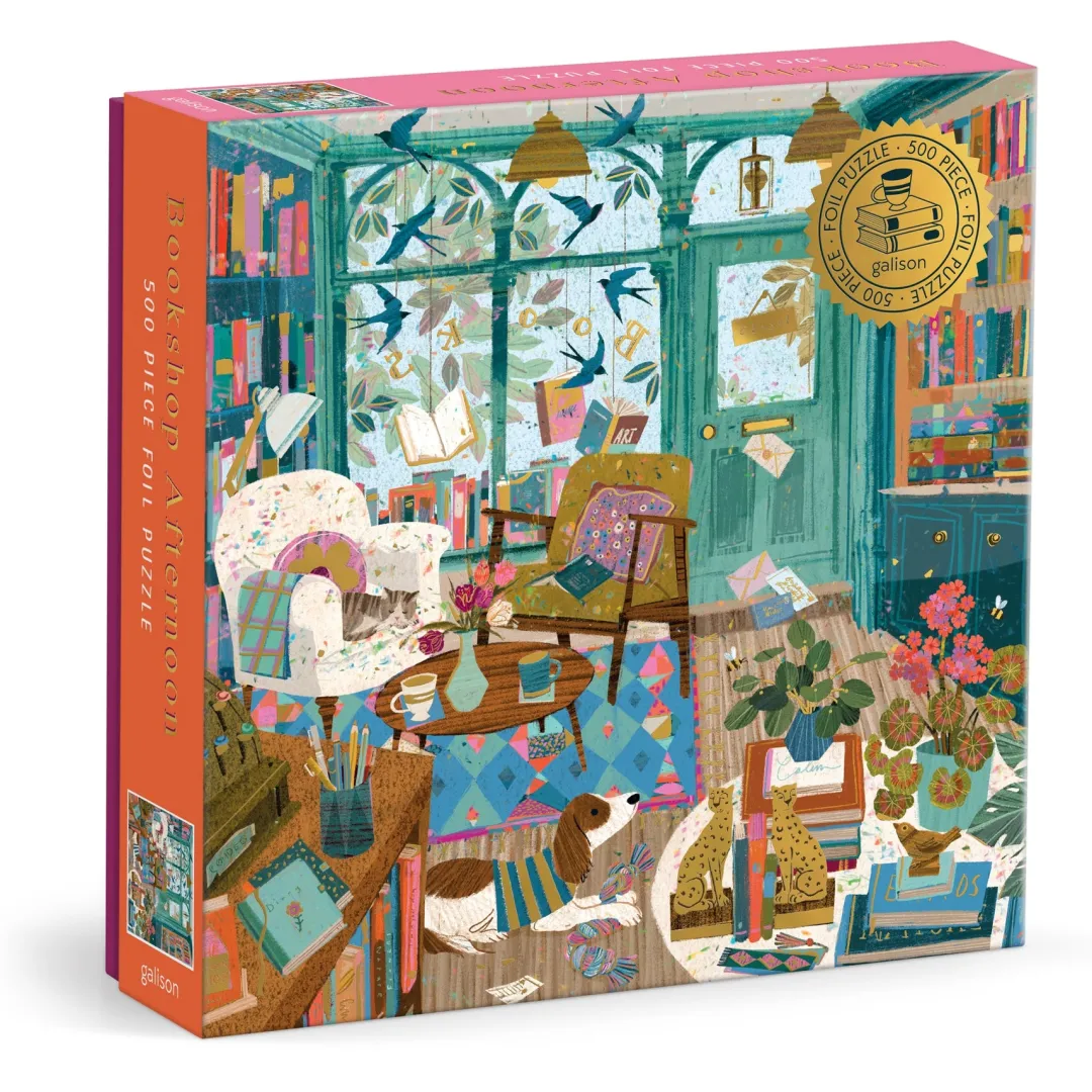 Galison Bookshop Afternoon 500 Piece Foil Puzzle