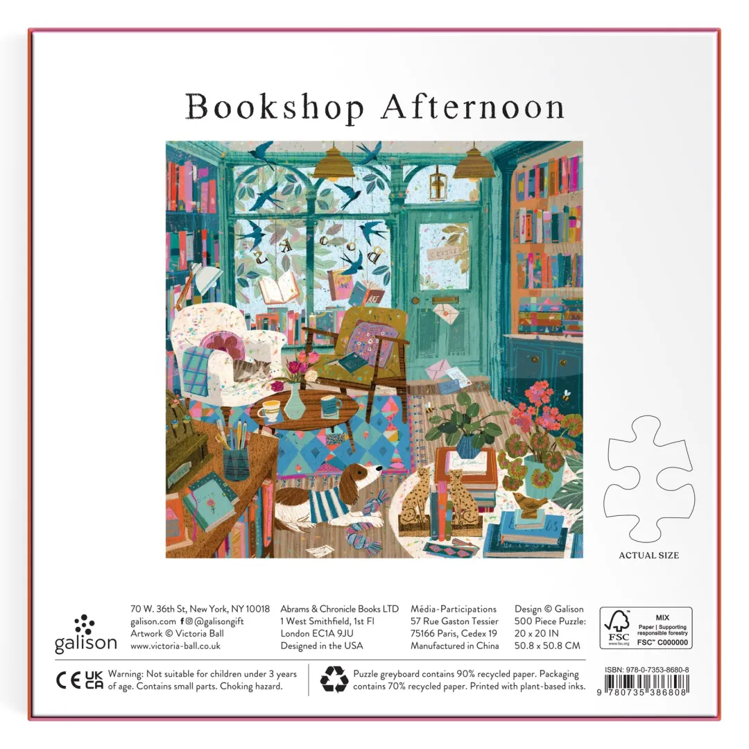 Galison Bookshop Afternoon 500 Piece Foil Puzzle