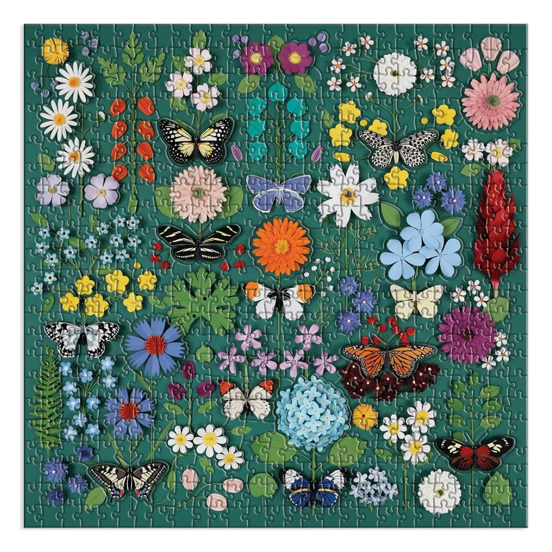 Galison Butterfly Botanica 500 Piece Puzzle with Shaped Pieces