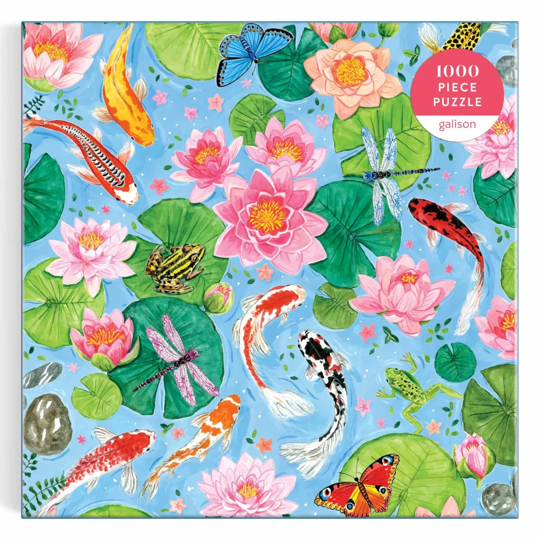 Galison By The Koi Pond 1000 Piece Puzzle in Square Box