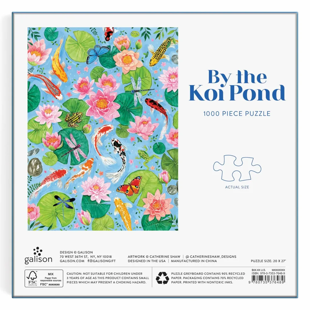 Galison By The Koi Pond 1000 Piece Puzzle in Square Box