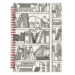 Galison Cat on Bookshelf 6 x 8" Wire-O Journal