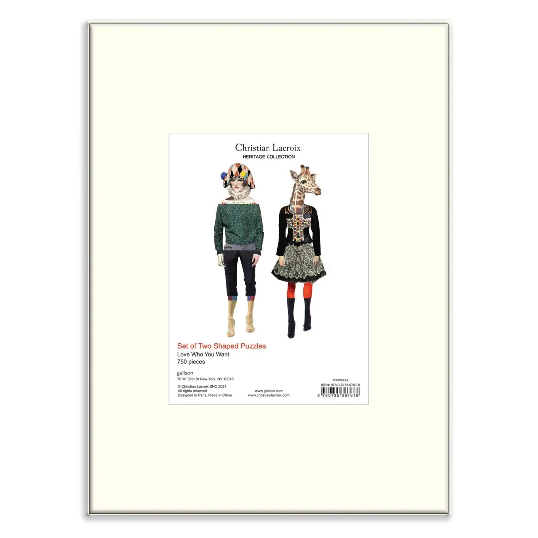 Galison Christian Lacroix Heritage Collection Love Who You Want Set of Two Shaped Jigsaw Puzzles