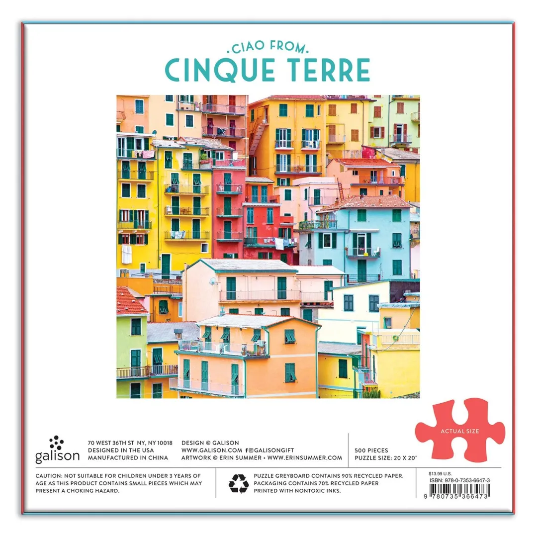 Galison Ciao from Cinque Terre 500 Piece Jigsaw Puzzle