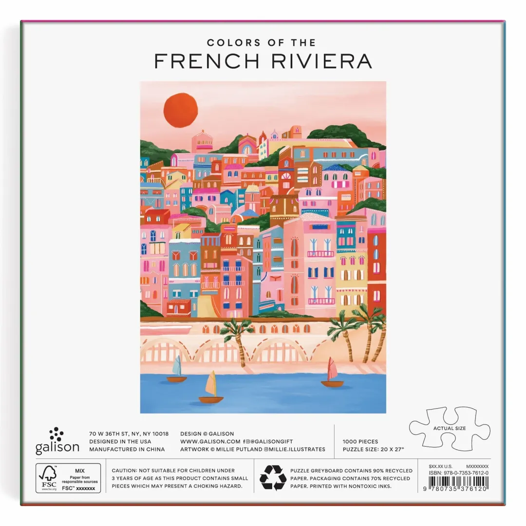 Galison Colors Of The French Riviera 1000 Piece Puzzle in Square Box