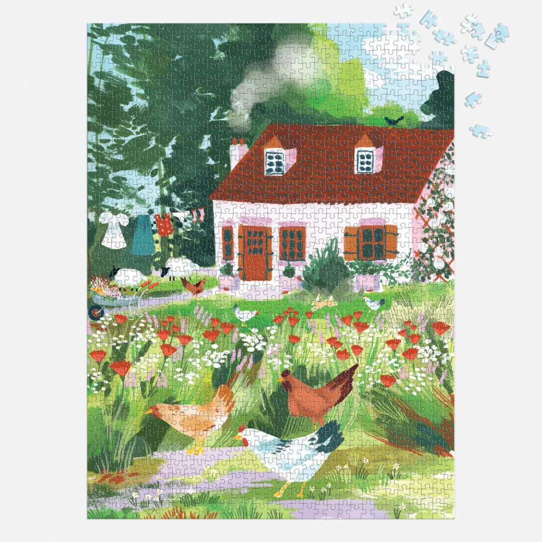 Galison Cottage Wildflowers 1000 Piece Puzzle in a Square Box