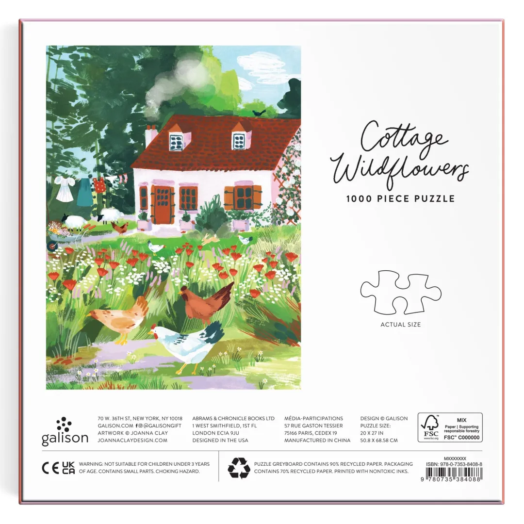 Galison Cottage Wildflowers 1000 Piece Puzzle in a Square Box