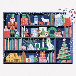 Galison Deck the Shelves 1000 Piece Puzzle in a Square Box