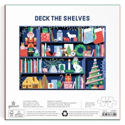 Galison Deck the Shelves 1000 Piece Puzzle in a Square Box