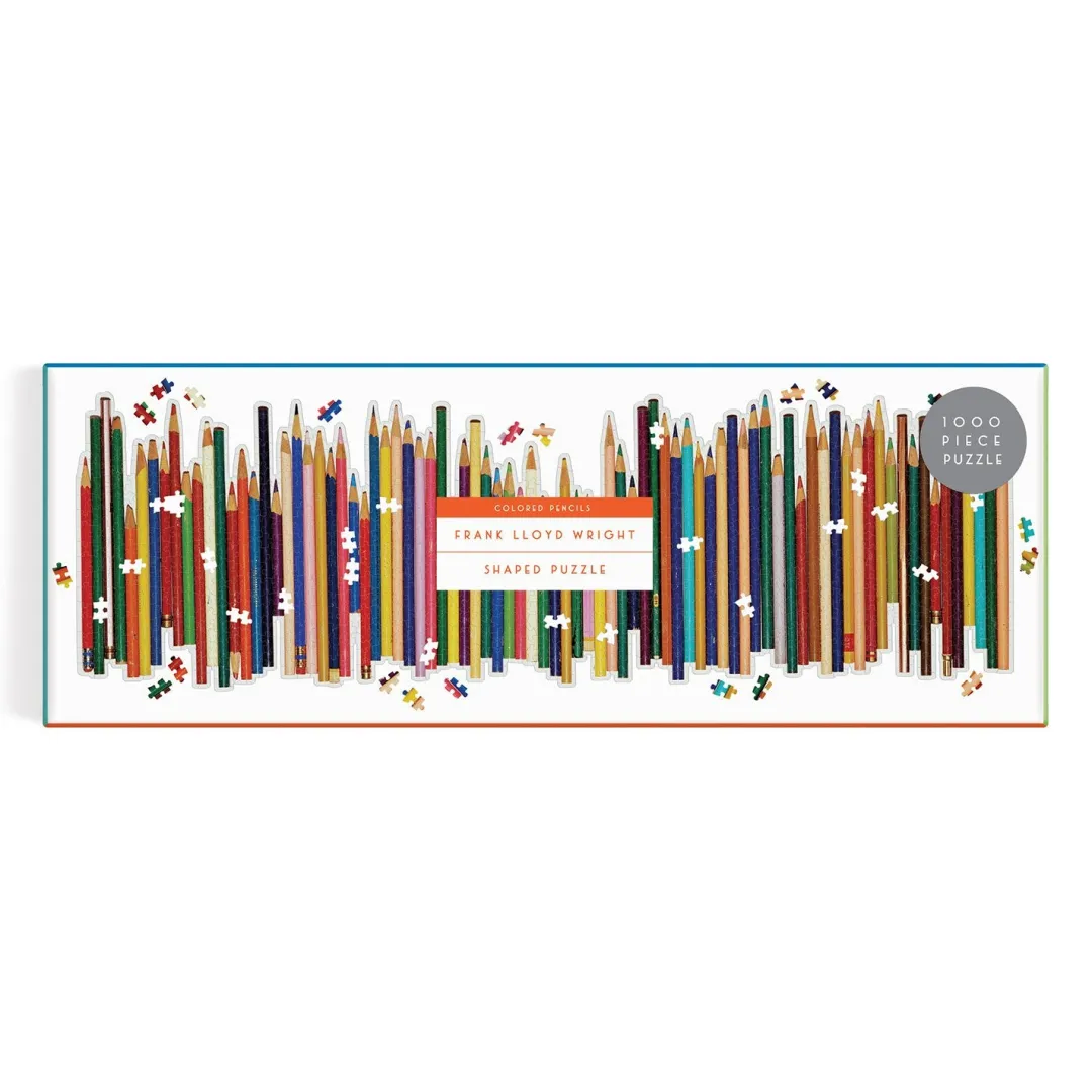 Galison Frank Lloyd Wright Colored Pencils Shaped 1000 Piece Panoramic Jigsaw Puzzle
