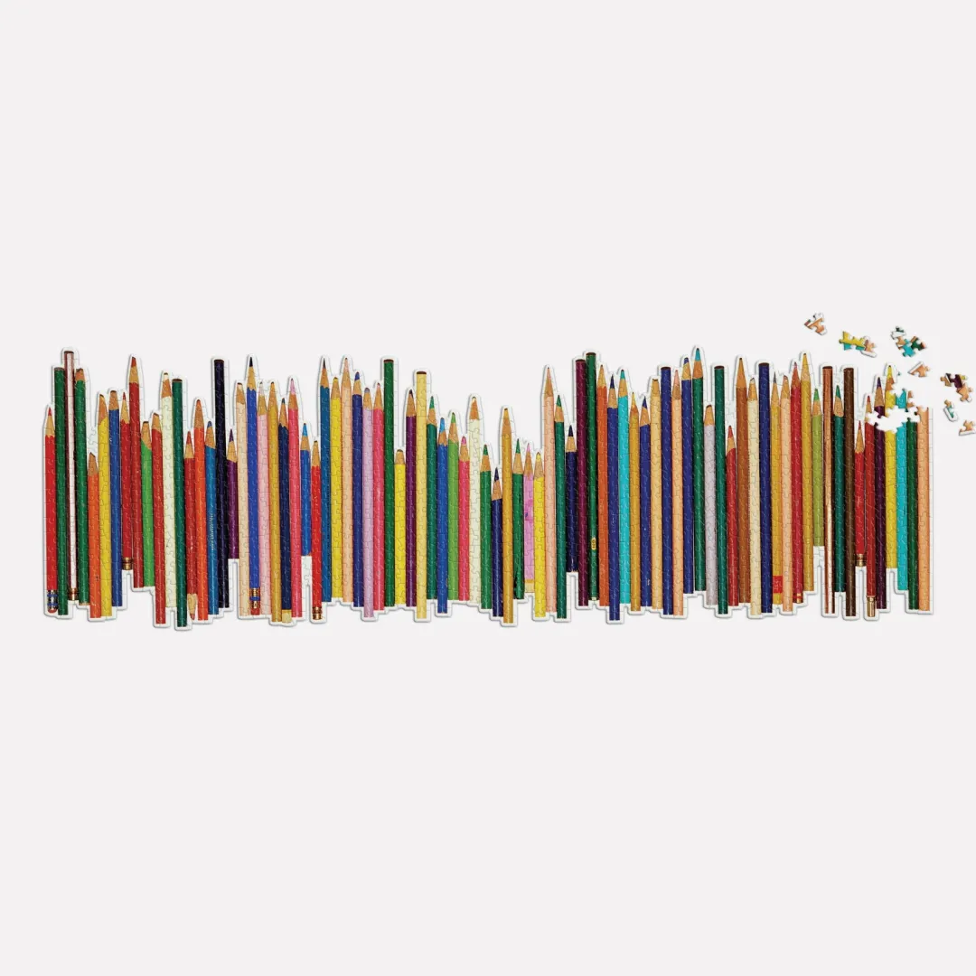 Galison Frank Lloyd Wright Colored Pencils Shaped 1000 Piece Panoramic Jigsaw Puzzle
