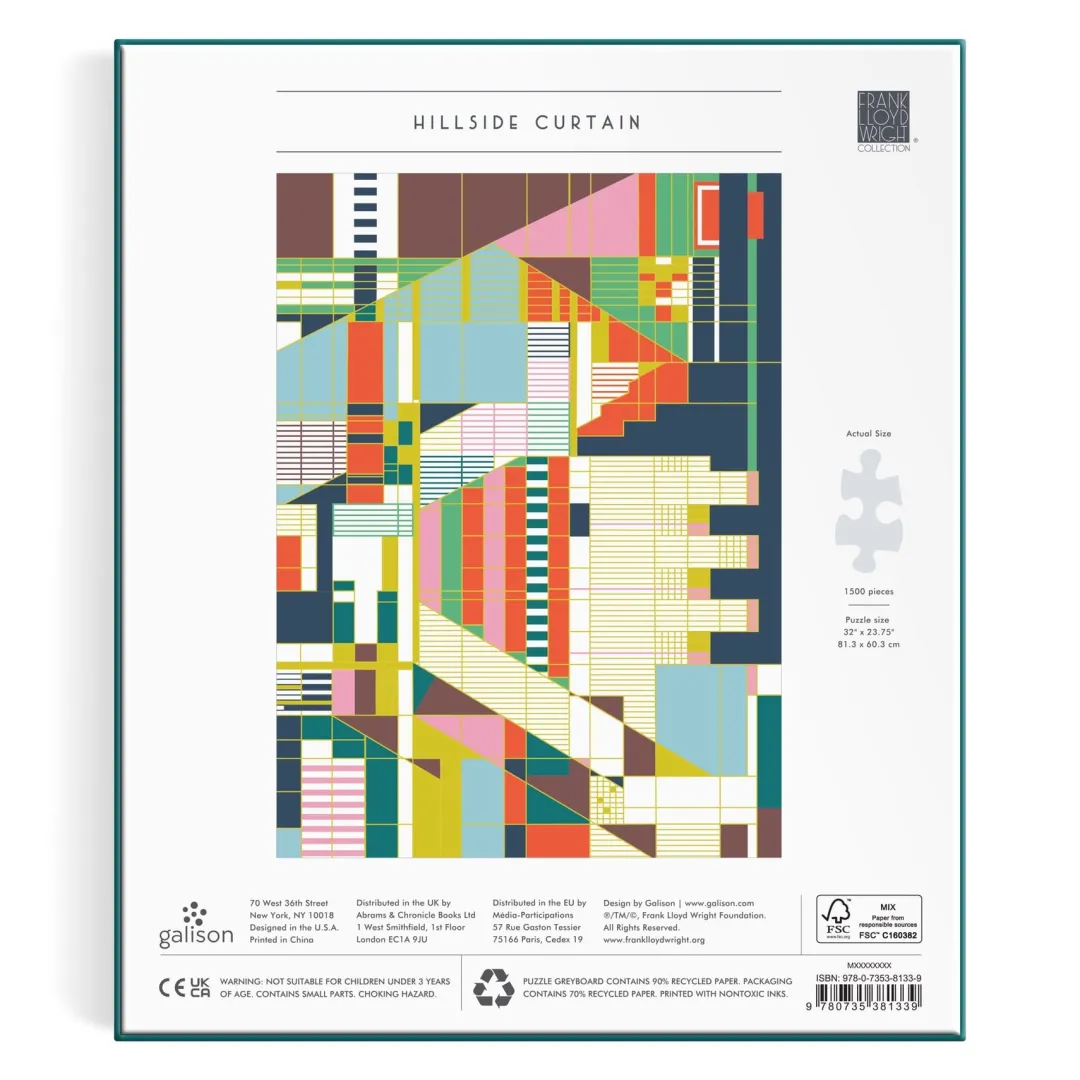 Galison Frank Lloyd Wright Hillside Curtain 1500 Piece Foil Puzzle