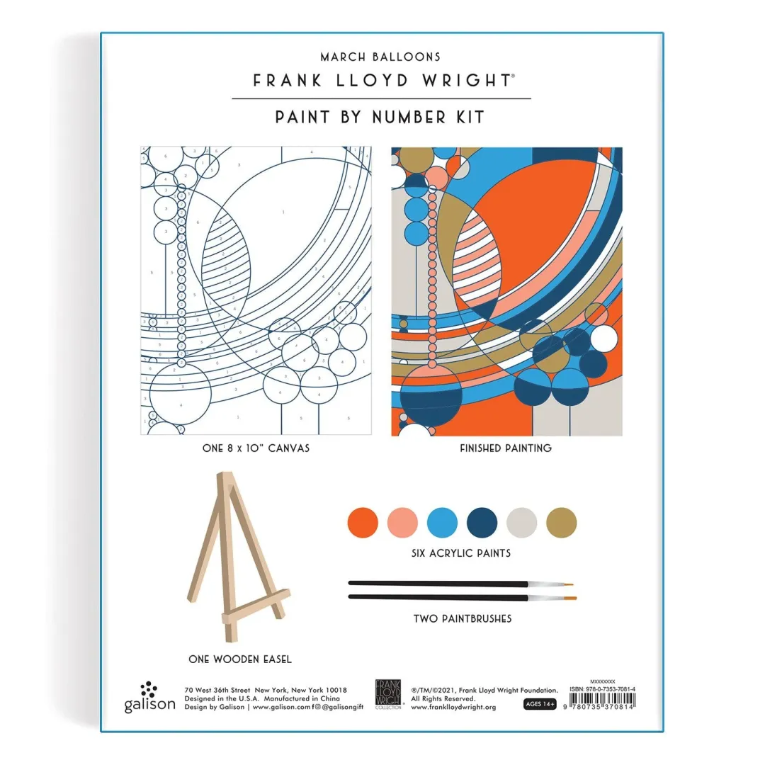 Galison Frank Lloyd Wright March Balloons Paint By Number Kit