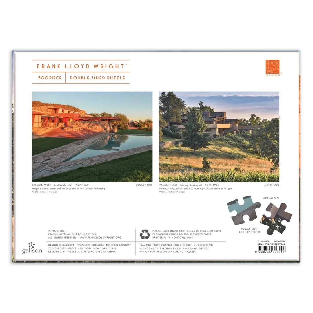 Galison Frank Lloyd Wright Taliesin and Taliesin West Double-Sided 500 Piece Jigsaw Puzzle