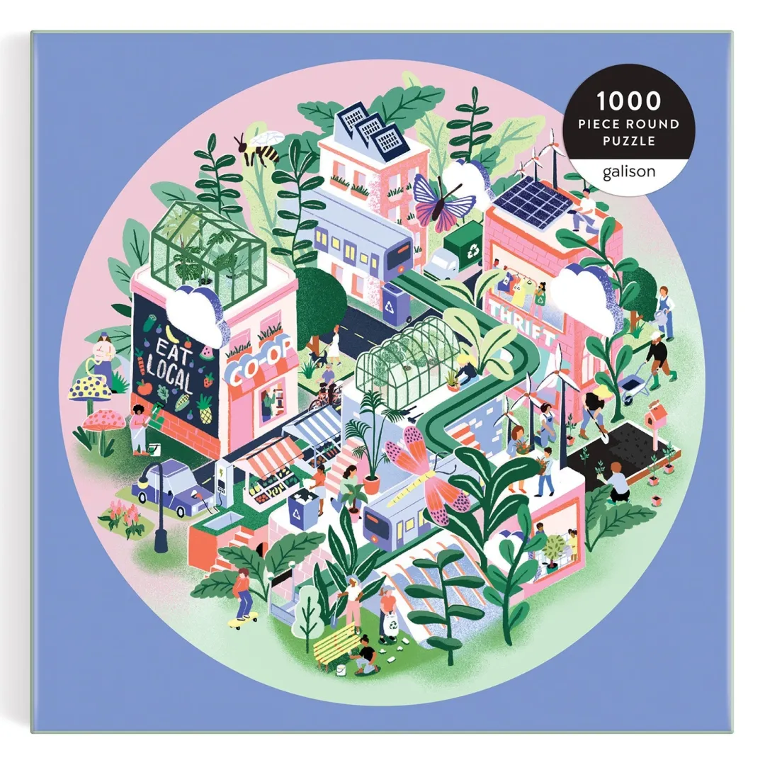 Galison Green City 1000 Piece Round Puzzle