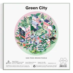 Galison Green City 1000 Piece Round Puzzle