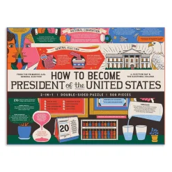 Galison How to Become President of the United States Double-Sided 500 Piece Jigsaw Puzzle