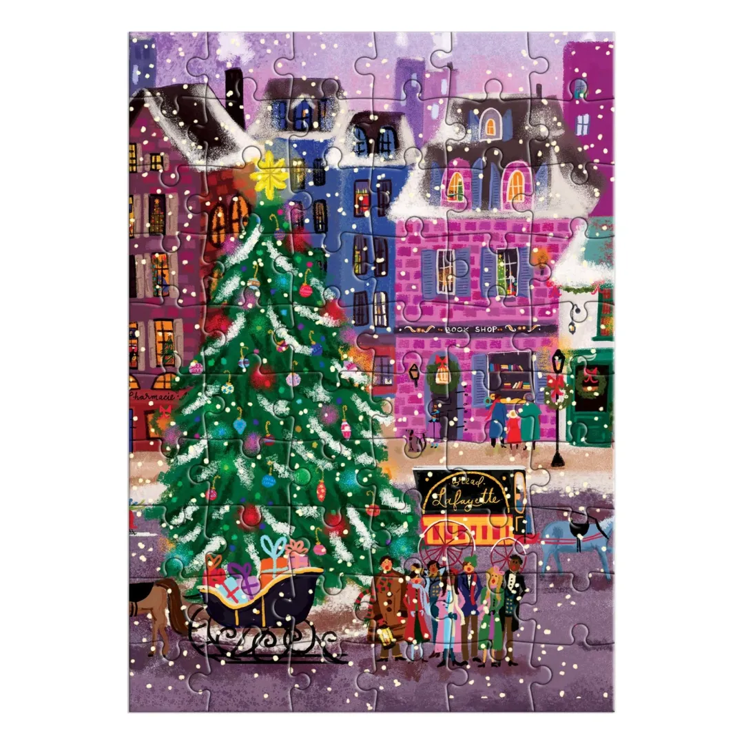 Galison Joy Laforme Christmas Square Greeting Card Puzzle