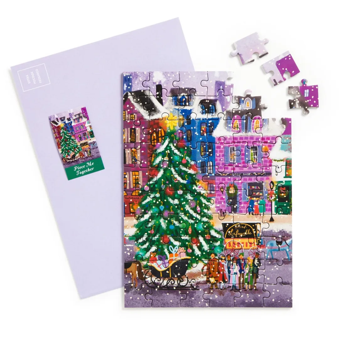 Galison Joy Laforme Christmas Square Greeting Card Puzzle