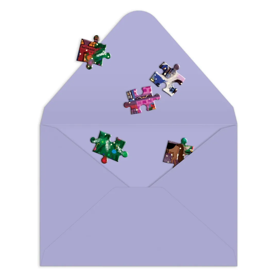 Galison Joy Laforme Christmas Square Greeting Card Puzzle