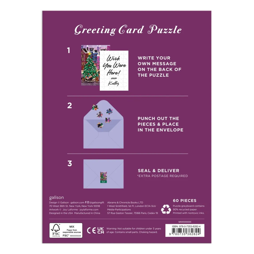 Galison Joy Laforme Christmas Square Greeting Card Puzzle