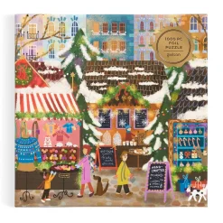 Galison Joy Laforme Merry Market 1000 Piece Foil Puzzle in a Square Box