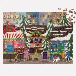 Galison Joy Laforme Merry Market 1000 Piece Foil Puzzle in a Square Box