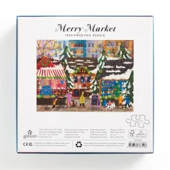 Galison Joy Laforme Merry Market 1000 Piece Foil Puzzle in a Square Box