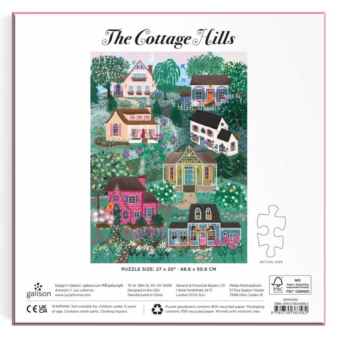 Galison Joy Laforme The Cottage Hills 1000 Piece Puzzle in a Square Box