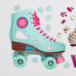 Galison Let The Good Times Roll Roller Skate 100 Piece Mini Shaped Jigsaw Puzzle