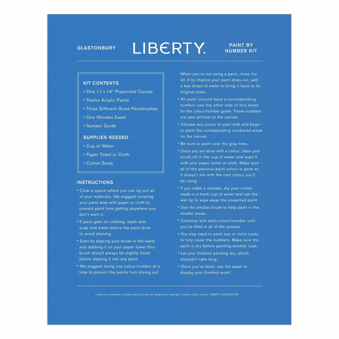 Galison Liberty Glastonbury 11 x 14 Paint By Number Kit