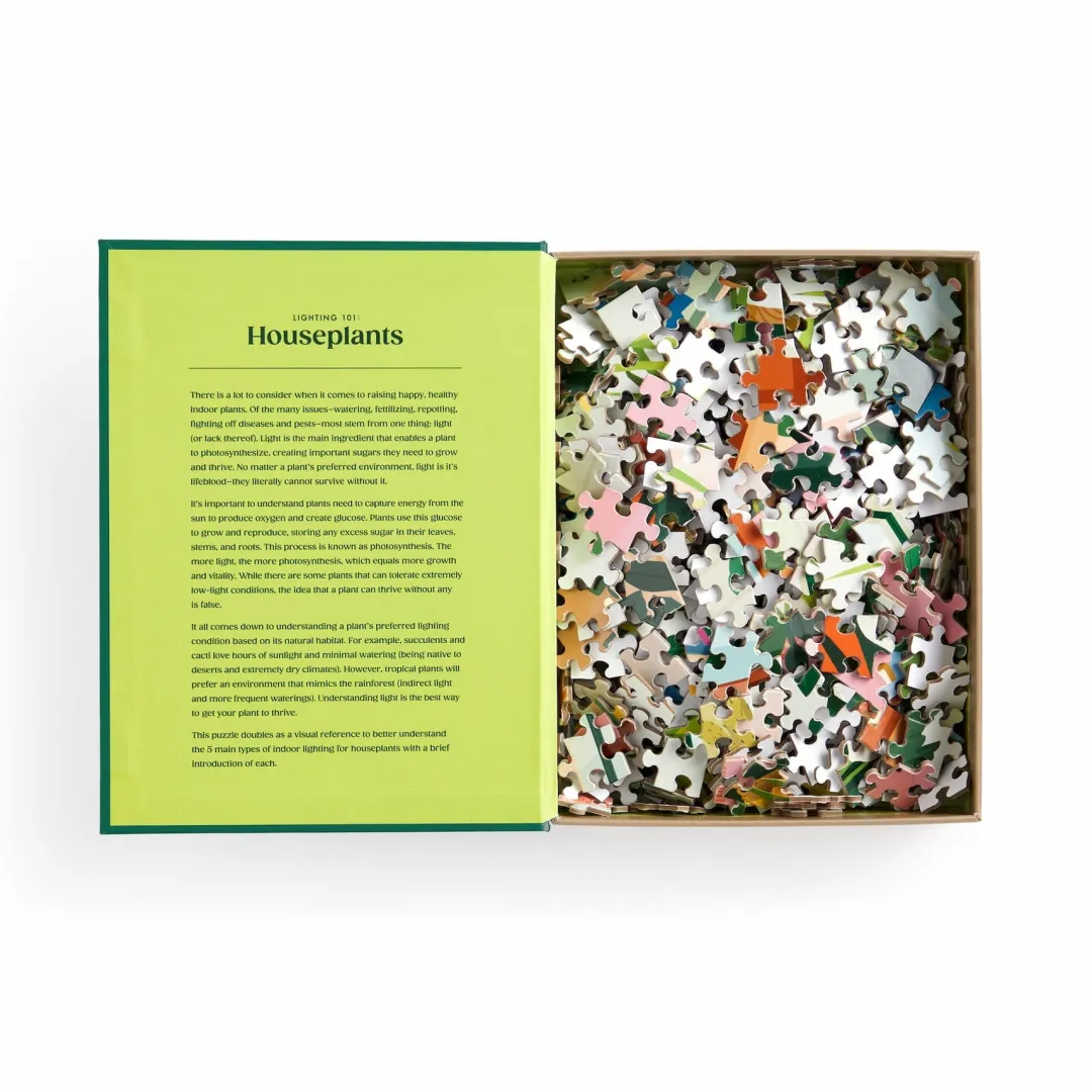 Galison Lighting 101: Houseplants 500 Piece Book Puzzle
