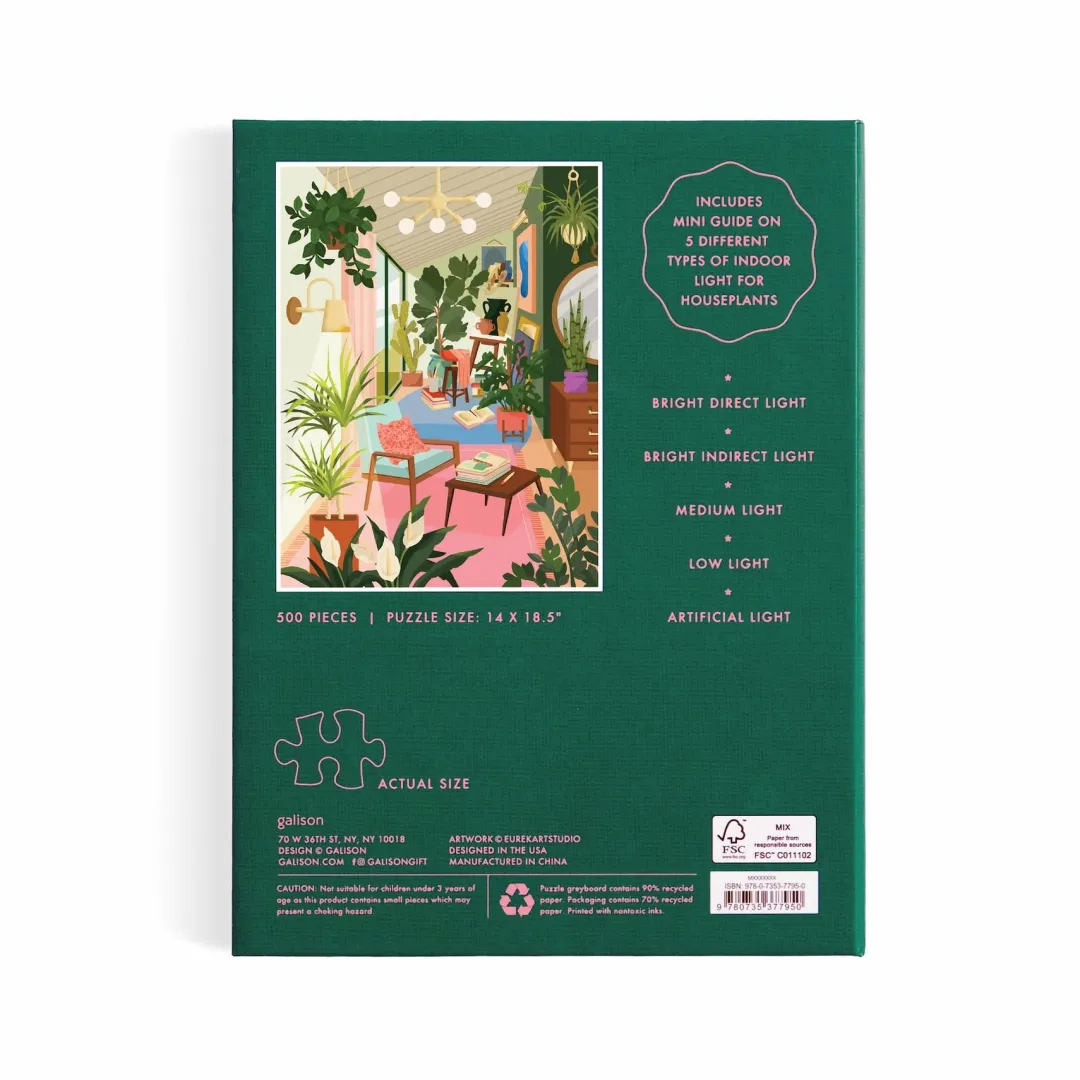 Galison Lighting 101: Houseplants 500 Piece Book Puzzle