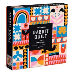 Galison Lisa Congdon Rabbit Quilt 144 Piece Wood Puzzle
