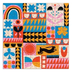 Galison Lisa Congdon Rabbit Quilt 144 Piece Wood Puzzle