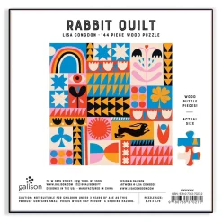 Galison Lisa Congdon Rabbit Quilt 144 Piece Wood Puzzle