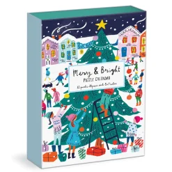 Galison Louise Cunningham Merry and Bright 12 Days of Christmas Advent Puzzle Calendar