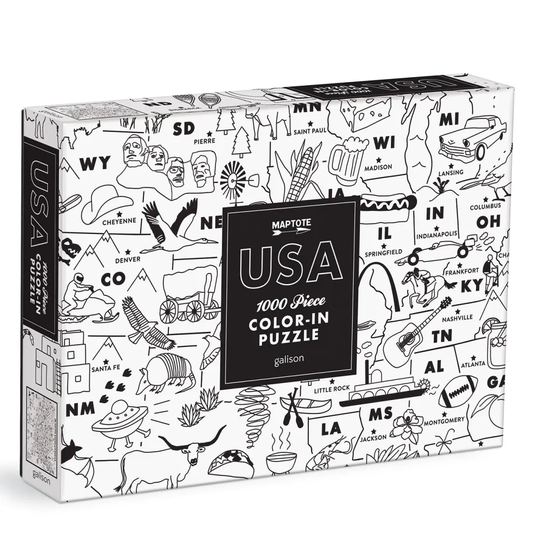 Galison Maptote USA Color-In 1000 Piece Puzzle