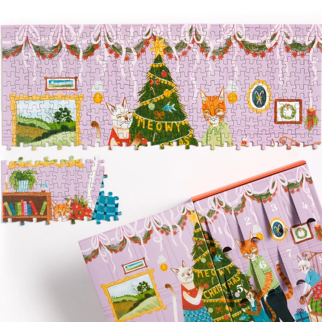 Galison Meowy Christmas 12 Days of Puzzles 500 Piece Countdown