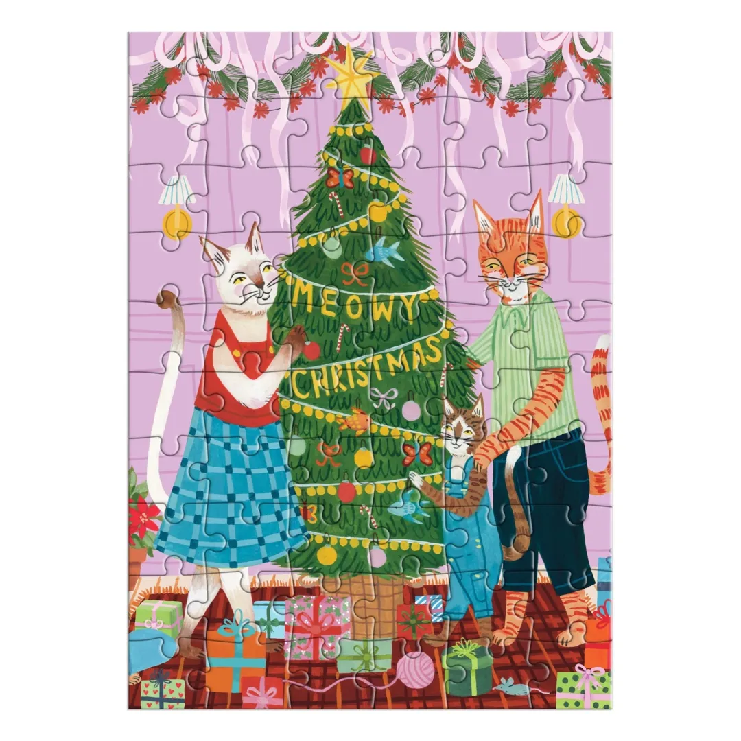 Galison Meowy Christmas Greeting Card Puzzle