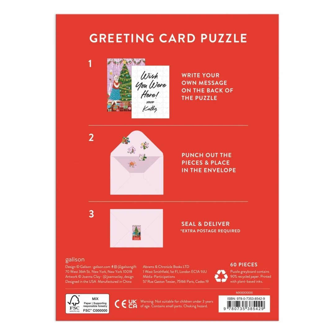 Galison Meowy Christmas Greeting Card Puzzle