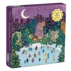 Galison Merry Moonlight Skaters 500 Piece Foil Jigsaw Puzzle